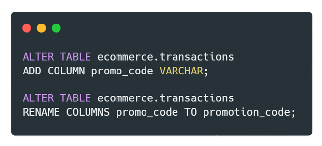 alter table source code